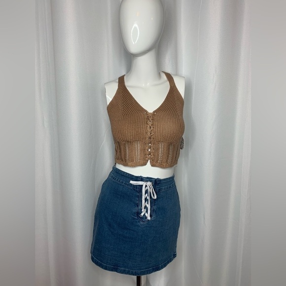 FOREVER 21 Lace up mini denim skirt - Picture 3 of 8